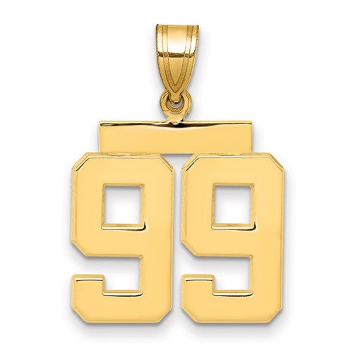 14k Medium Polished Number 99 Charm