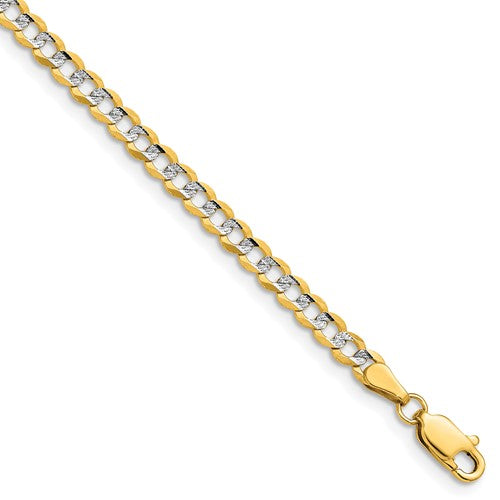 14k 3.7mm Lightweight Pavé Flat Cuban Chain