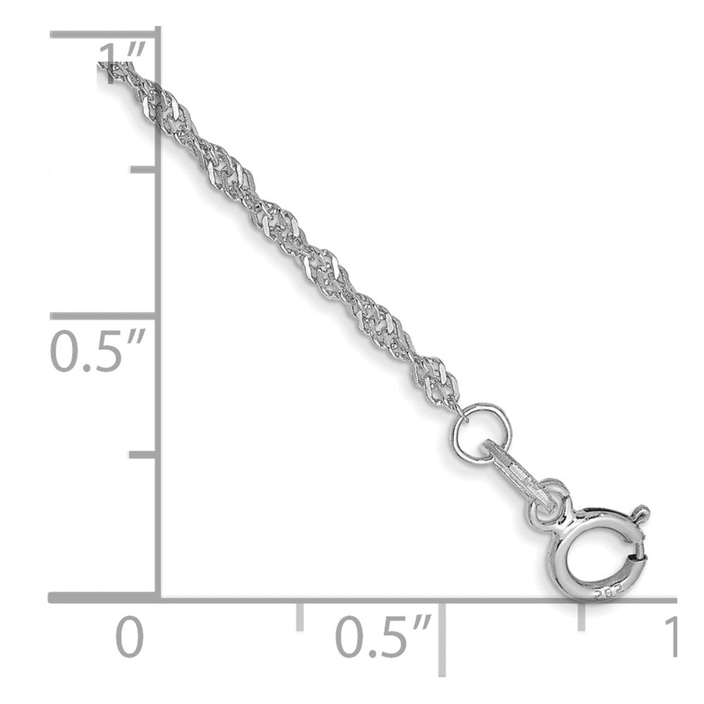14k White Gold 1.4mm Singapore Chain Anklet