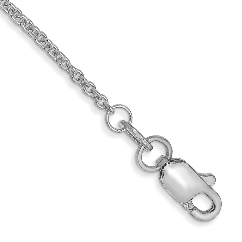 14k White Gold 1.4mm Round Open Link Cable Chain Anklet