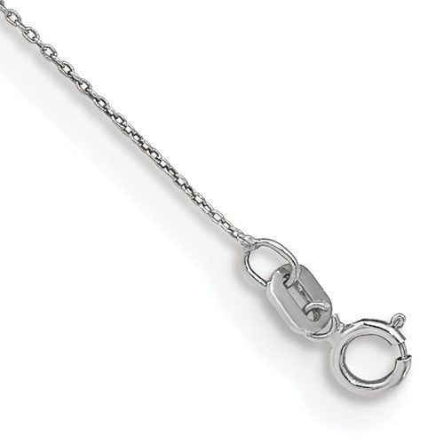 14k White Gold .75mm Round Open Link Cable Chain Anklet