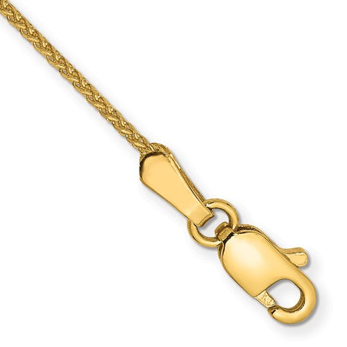 14k 1.05mm Solid Diamond-cut Spiga Chain Anklet