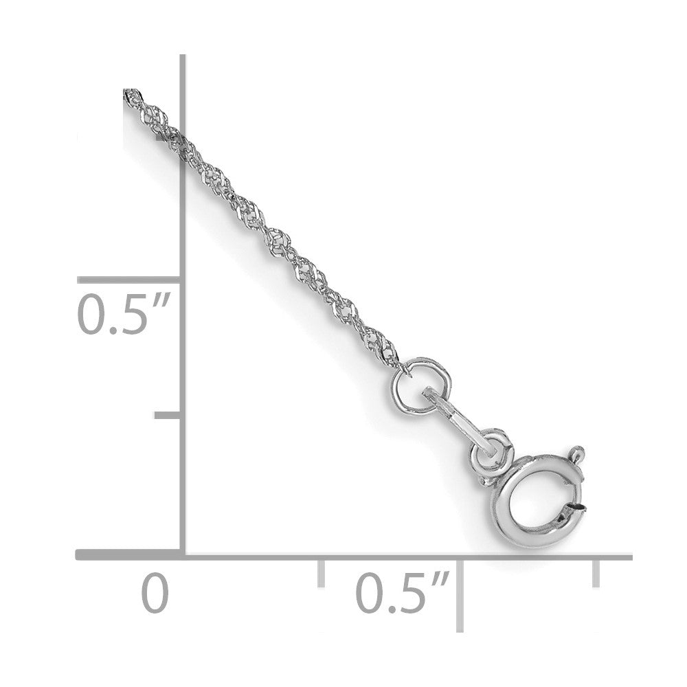14k WG 1mm Singapore Chain Anklet
