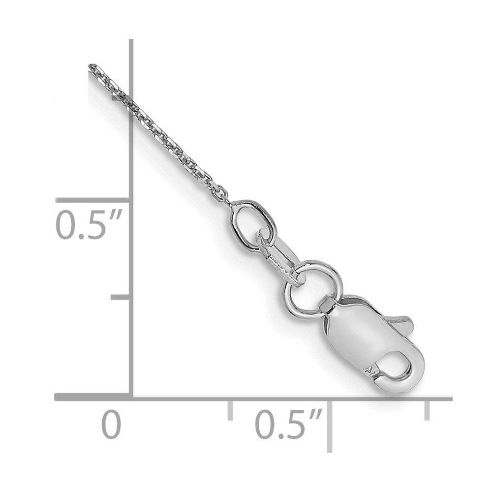 14k White Gold .8mm D/C Round Open Link Cable Chain Anklet