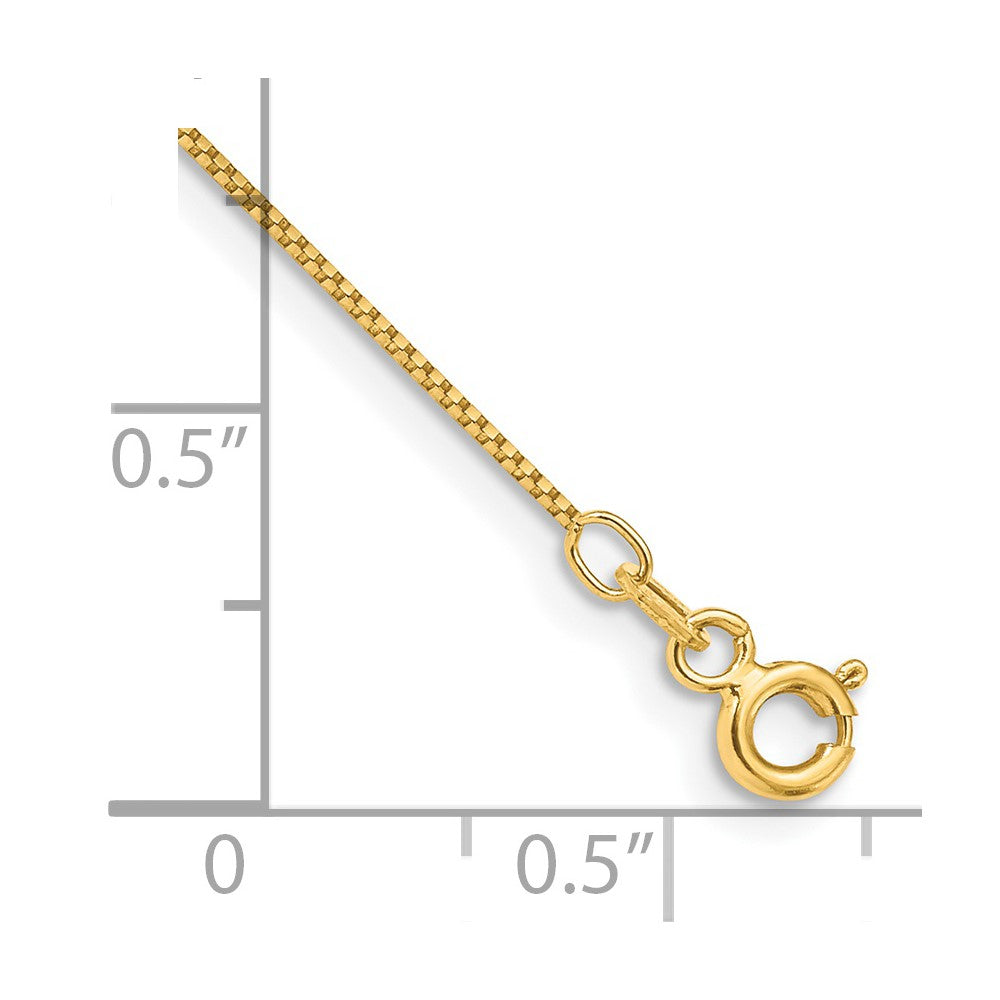 14k .7mm Box with Spring Ring Clasp Chain Anklet
