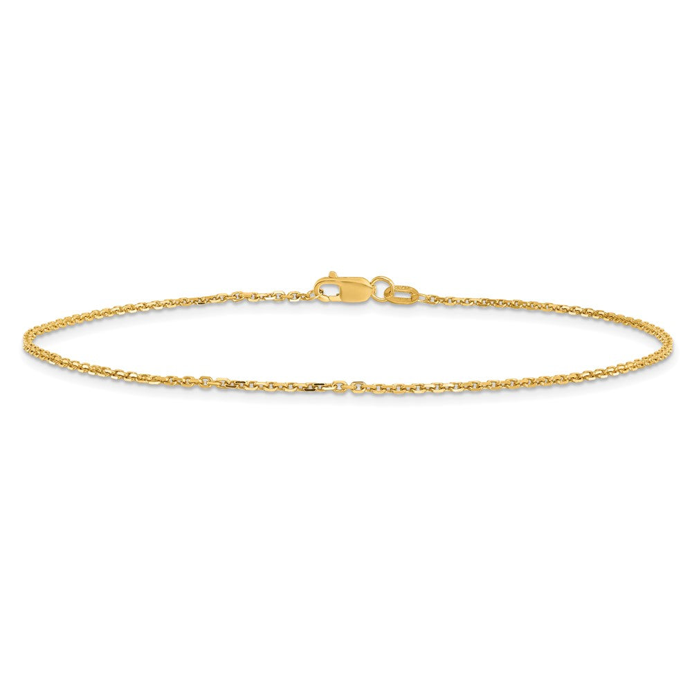 14k 1.4mm D/C Round Open Link Cable Chain Anklet