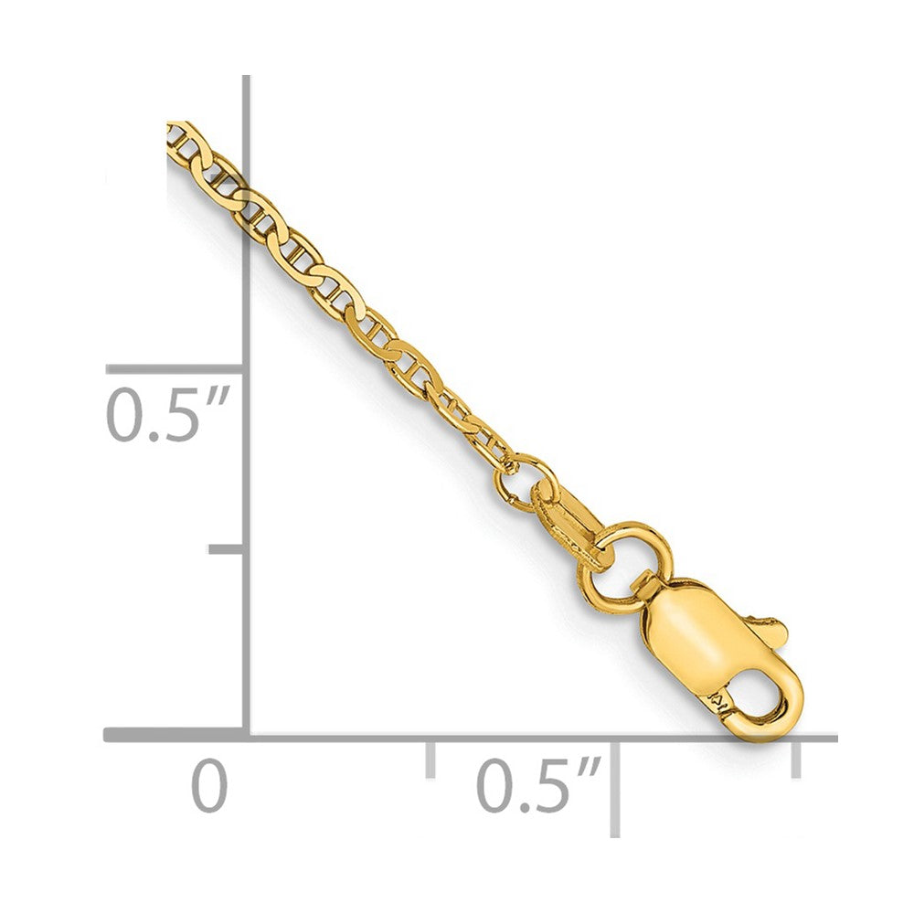 14k 1.5mm Lightweight Flat Anchor Link Chain Anklet