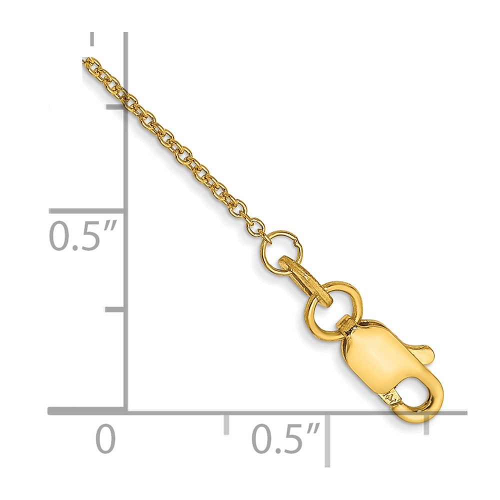 14k 1mm Round Open Link Cable Chain Anklet