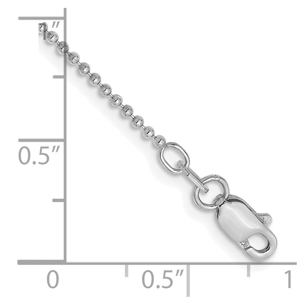 14k White Gold 1.2mm D/C Beaded Chain Anklet