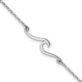 Sterling Silver Rhodium-plated Polished Wave 9 +1in Anklet