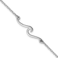 Sterling Silver Rhodium-plated Polished Wave 7 +1in Bracelet