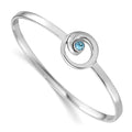 Sterling Silver Rhodium-Plated Crystal Wave Closed Latch Bangle