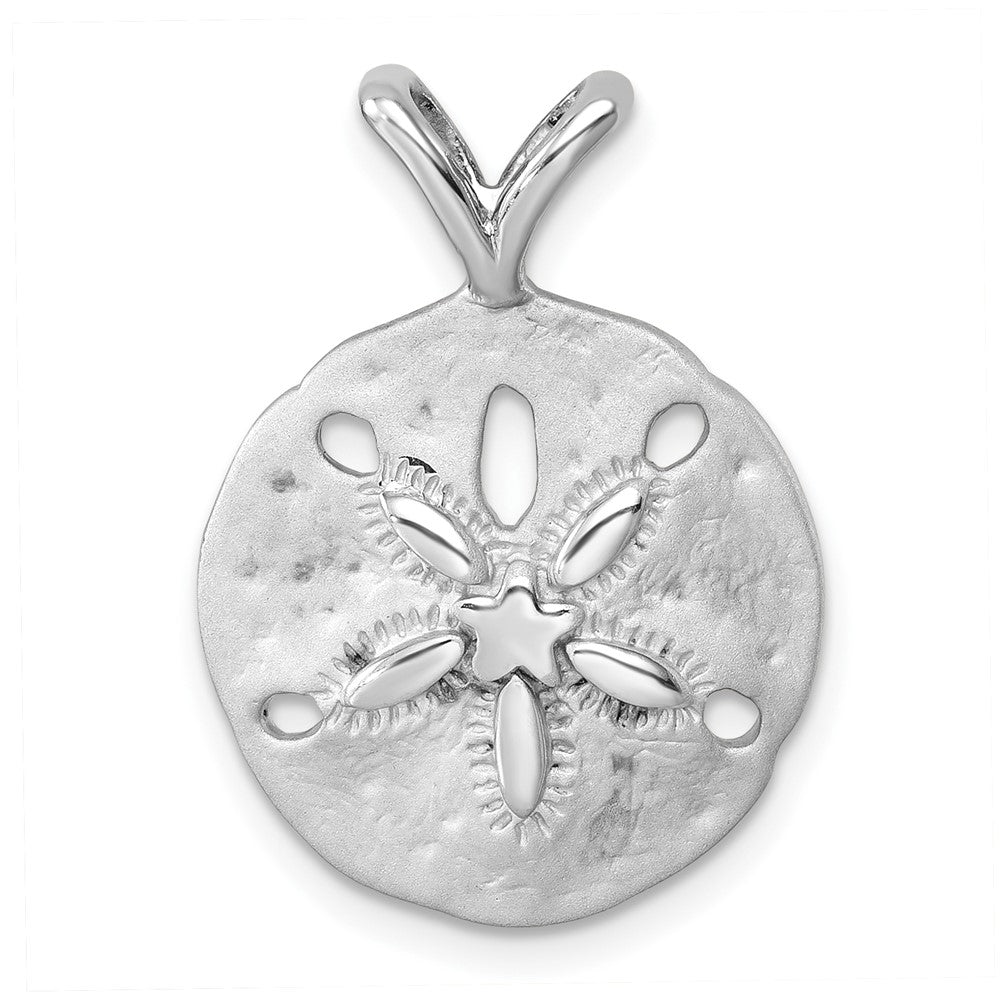 Sterling Silver Rhodium-Plated Polished & Brushed Sand Dollar Pendant