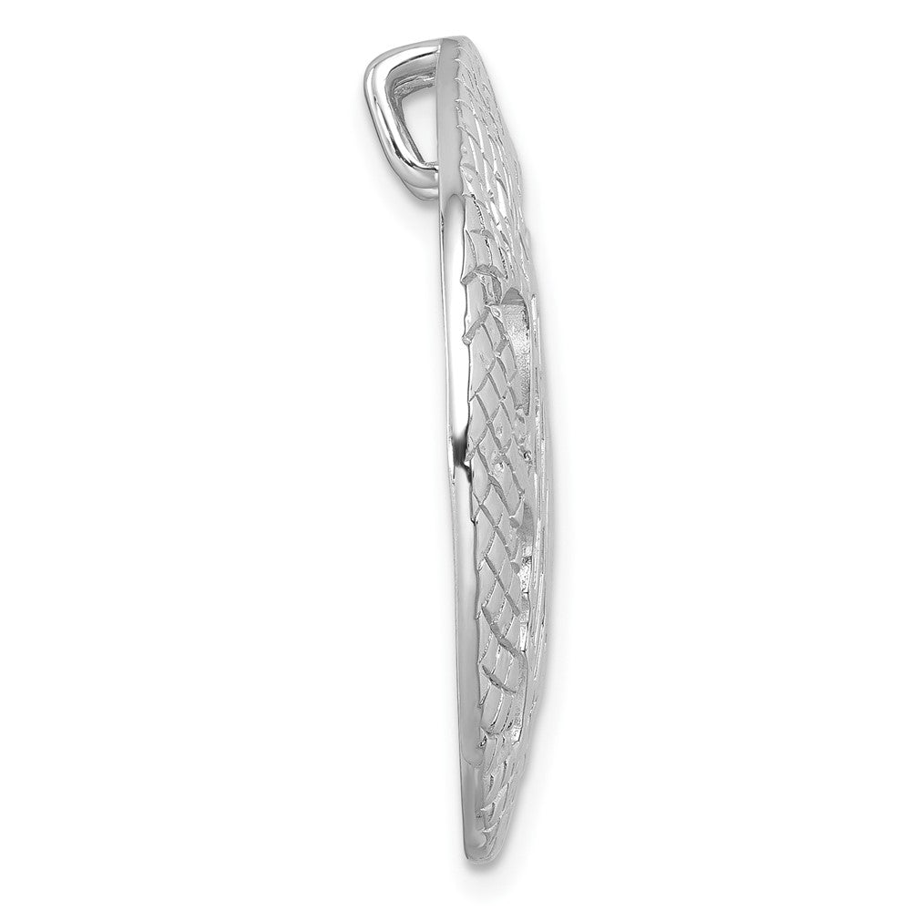 Sterling Silver Rh-Plated Polished & Textured Cutout Turtle Chain Slide
