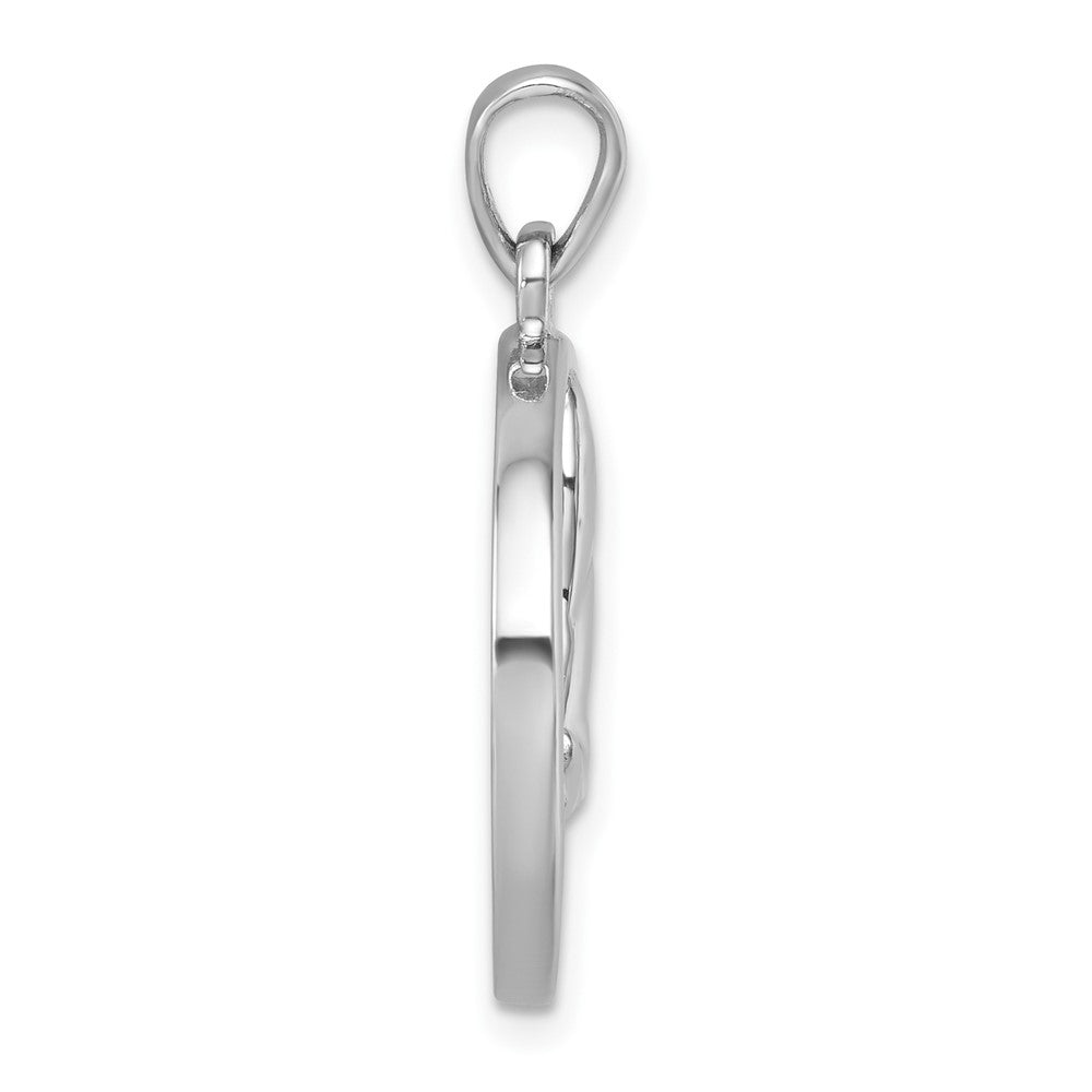 Sterling Silver Rhodium-Plated Blue Aventurine Ocean Whale's Tail Pendant