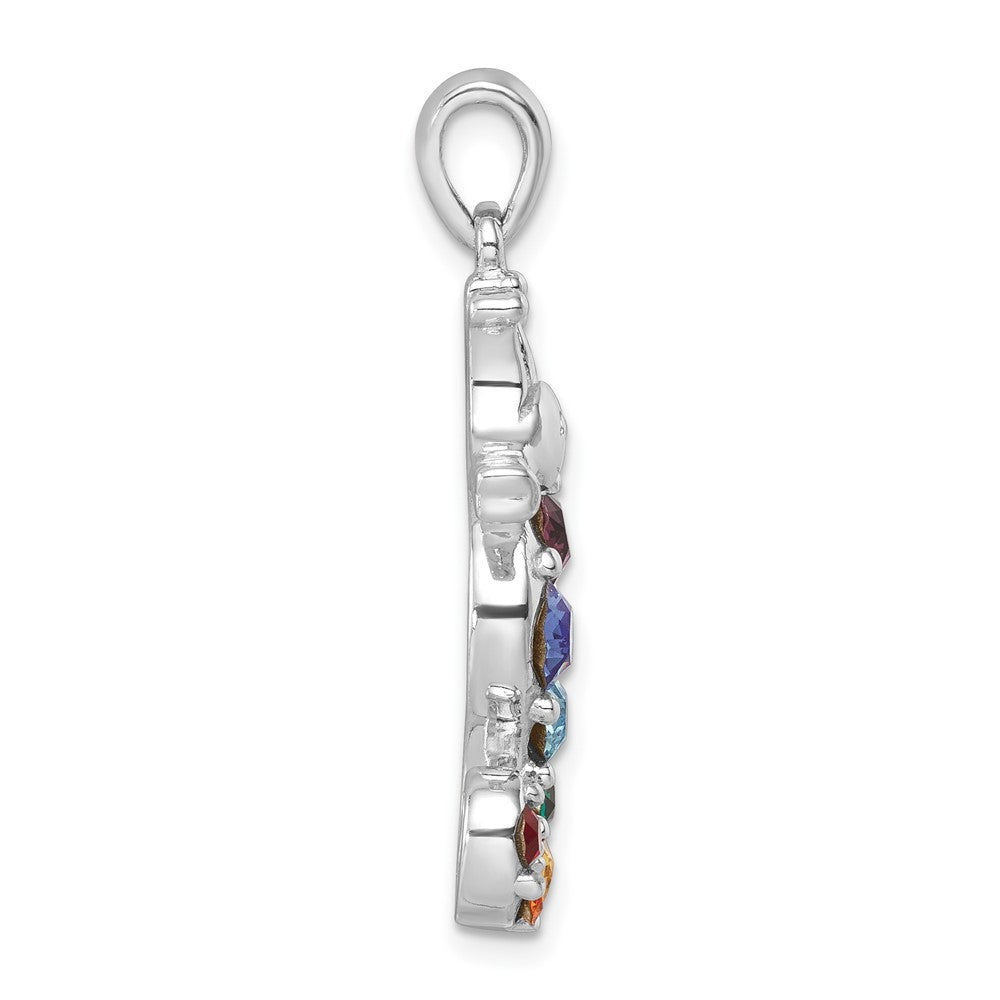 Sterling Silver Rhodium-Plated Multi-Color Crystal Seahorse Pendant