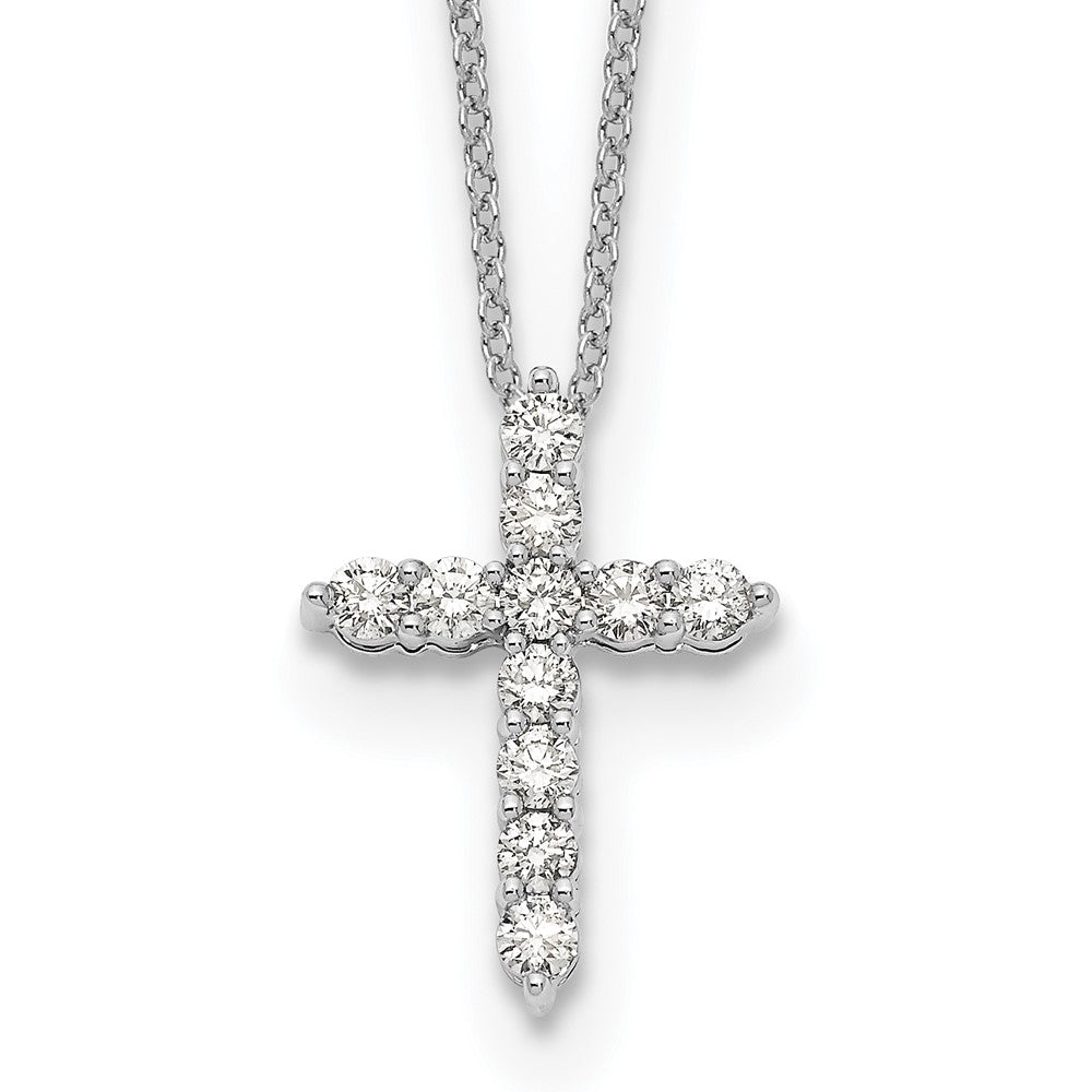 10k White Gold Diamond Cross 18 inch Necklace