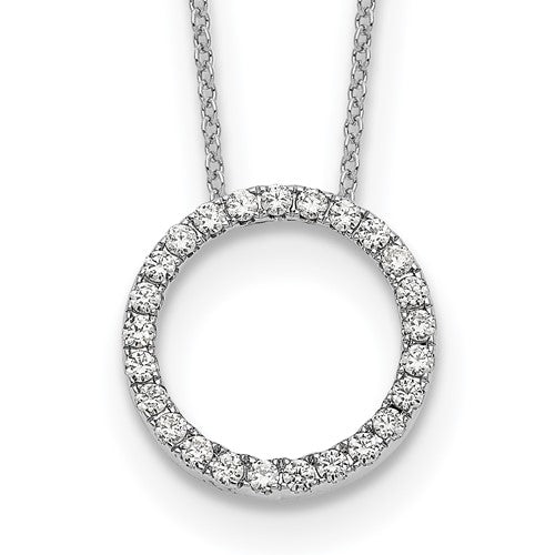 10k White Gold Diamond Circle 18 inch Necklace