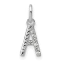 14k White Gold Twisted with .05 ct. Diamond Initial A Charm