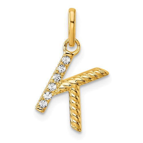 14k Twisted .05 ct. Diamond Initial K Charm
