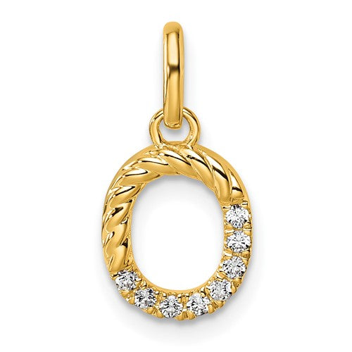 14k Twisted .07 ct. Diamond Initial O Charm