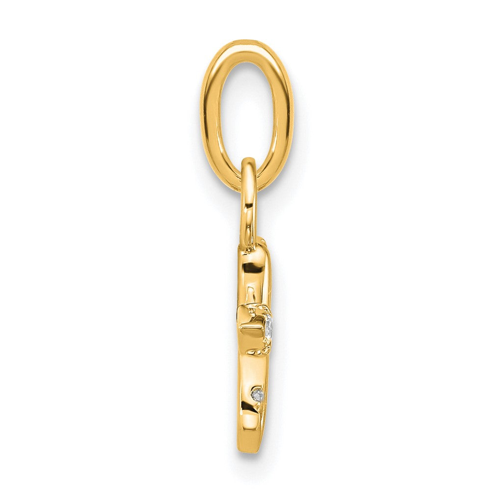 14K Polished Diamond Dragonfly Charm