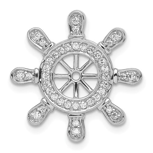 14k White Gold 1/4ct. Diamond Ship Wheel Pendant