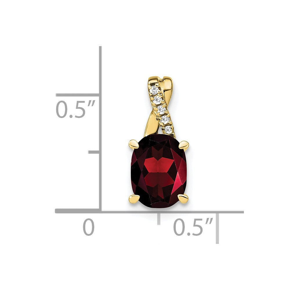 10k Oval Garnet and Diamond Pendant