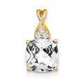 10k Checkerboard White Topaz and Diamond Pendant