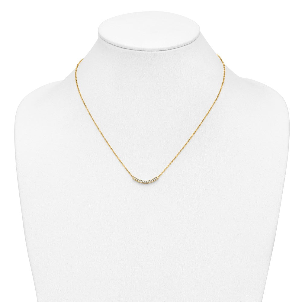 10k Diamond Curved Bar 18 inch Necklace