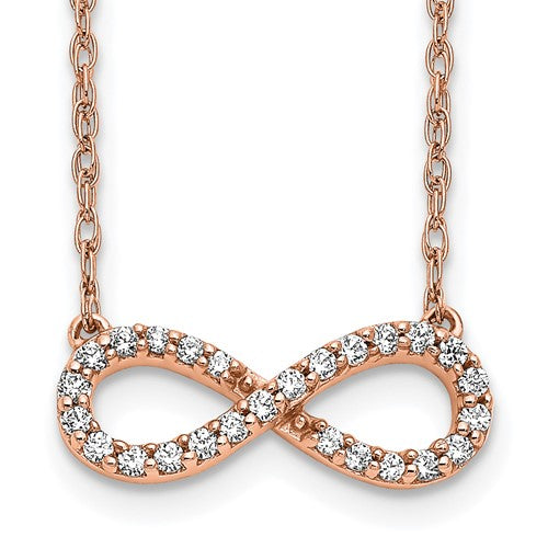 10k Rose Gold Polished Diamond Infinity Symbol 18 inch Necklace