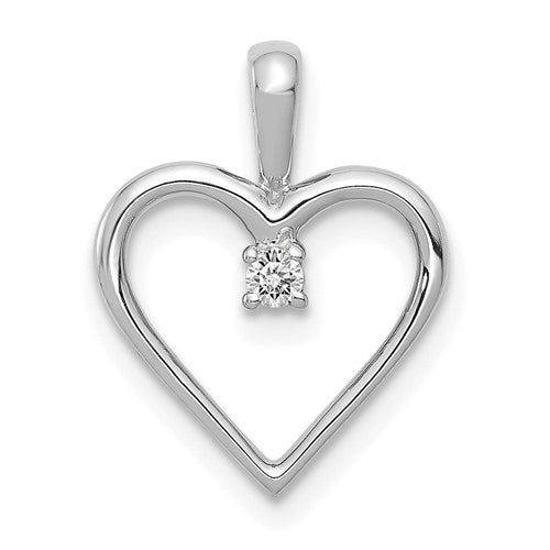 14k White Gold AA .03ct. Diamond Heart Pendant