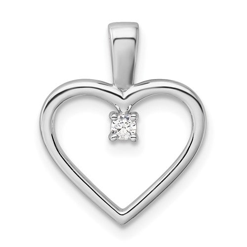 14k White Gold AA .05ct. Diamond Heart Pendant