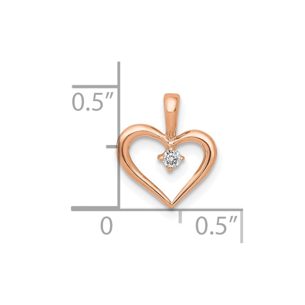 10K Rose Gold AA .02ct. Diamond Heart Pendant