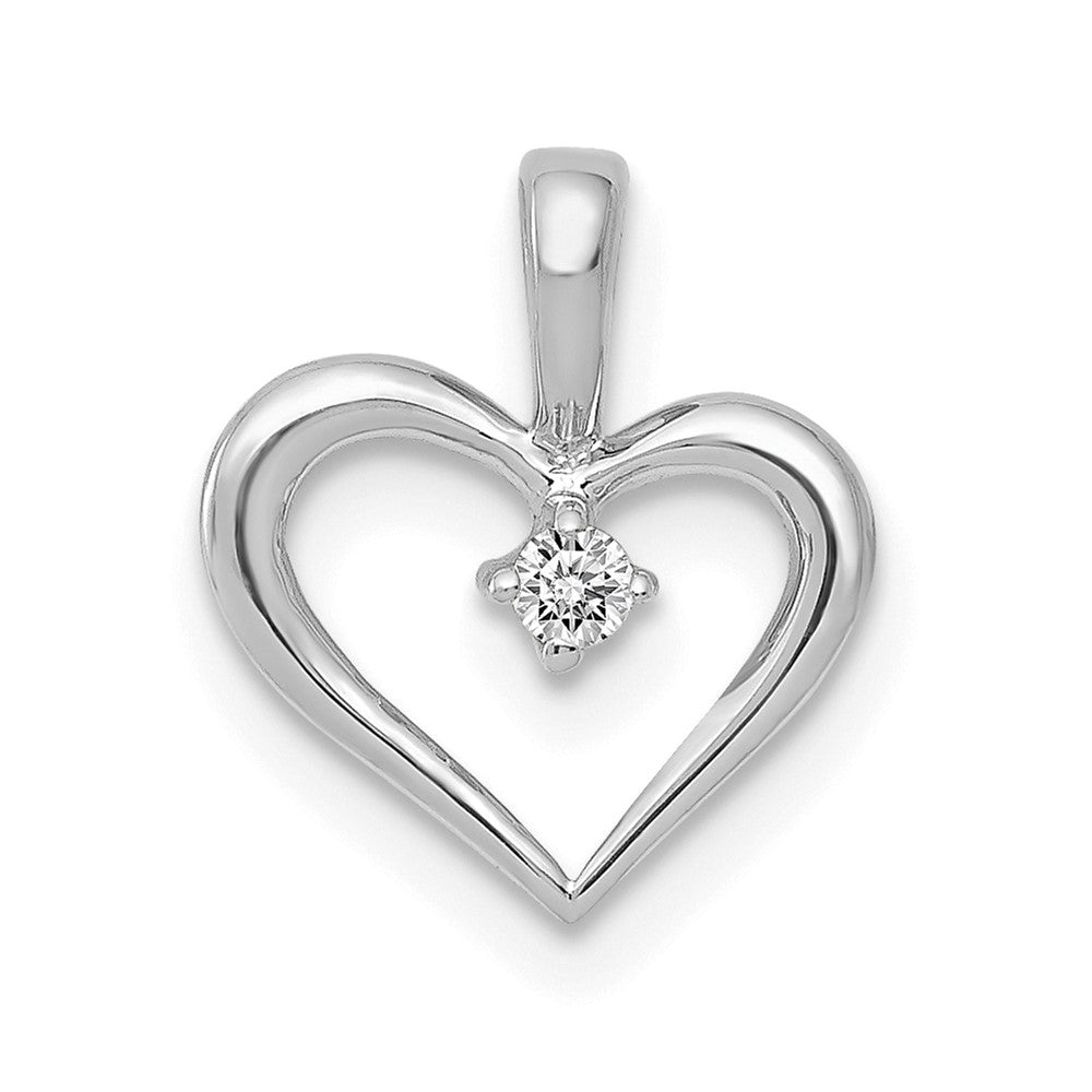 10K White Gold AA .02ct. Diamond Heart Pendant