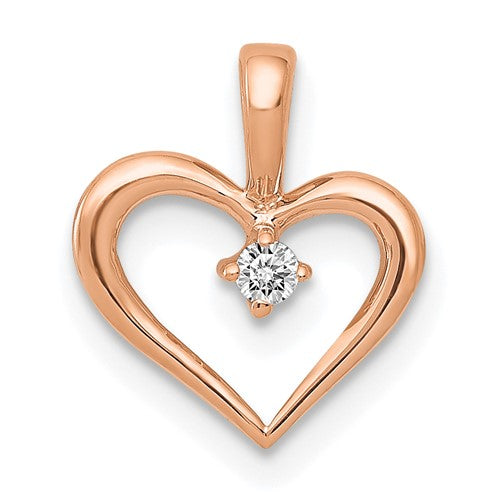 14k Rose Gold Heart Pendant .05ct. Mounting