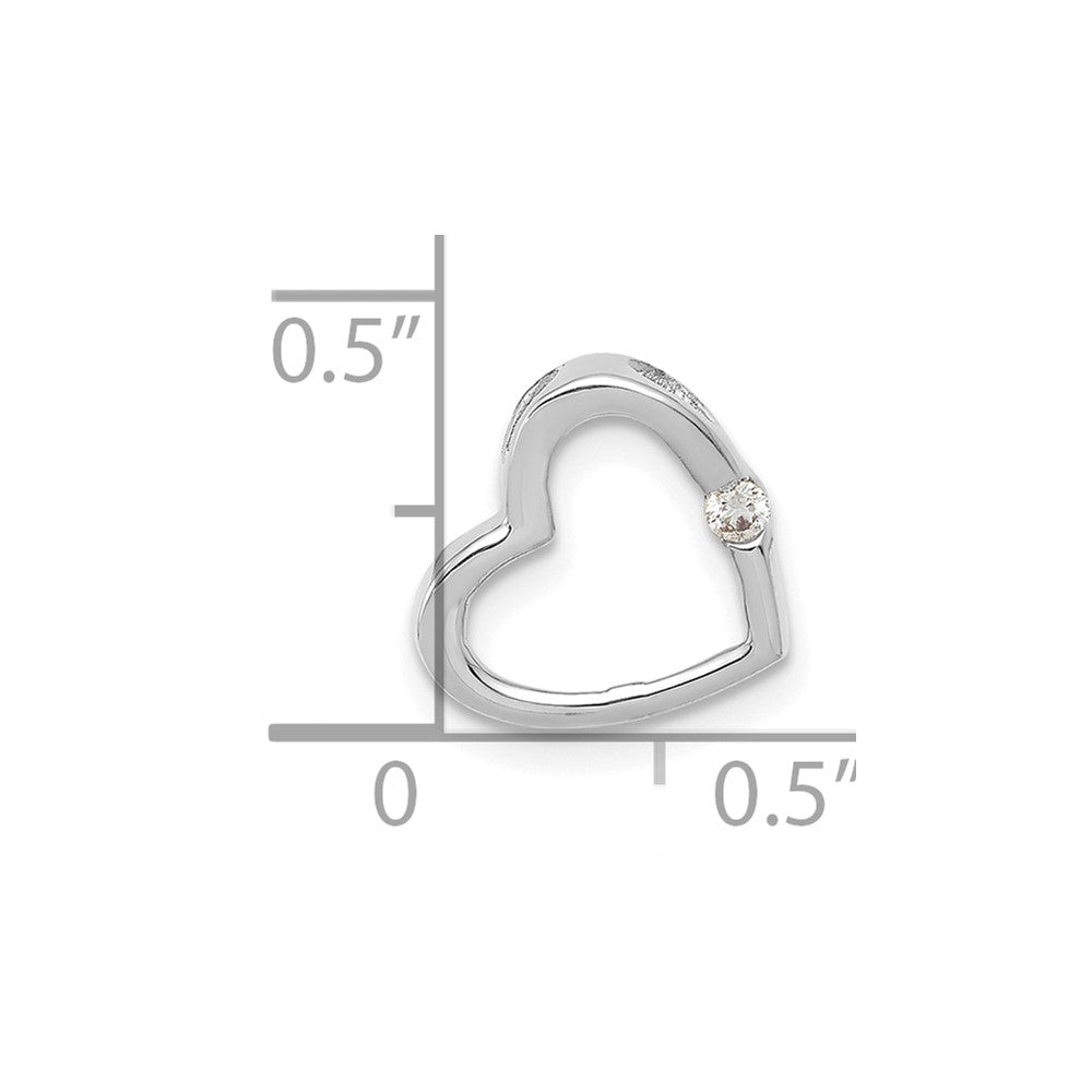 10k White Gold AA Diamond Heart Chain Slide