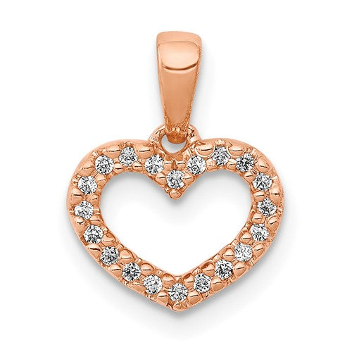 10K Rose Gold .03ct. Diamond Heart Pendant