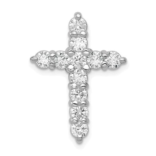14k White Gold AA 1.25ct. Diamond Cross Chain Slide