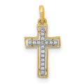 10K and Rhodium 1/20ct. Diamond Cross Pendant
