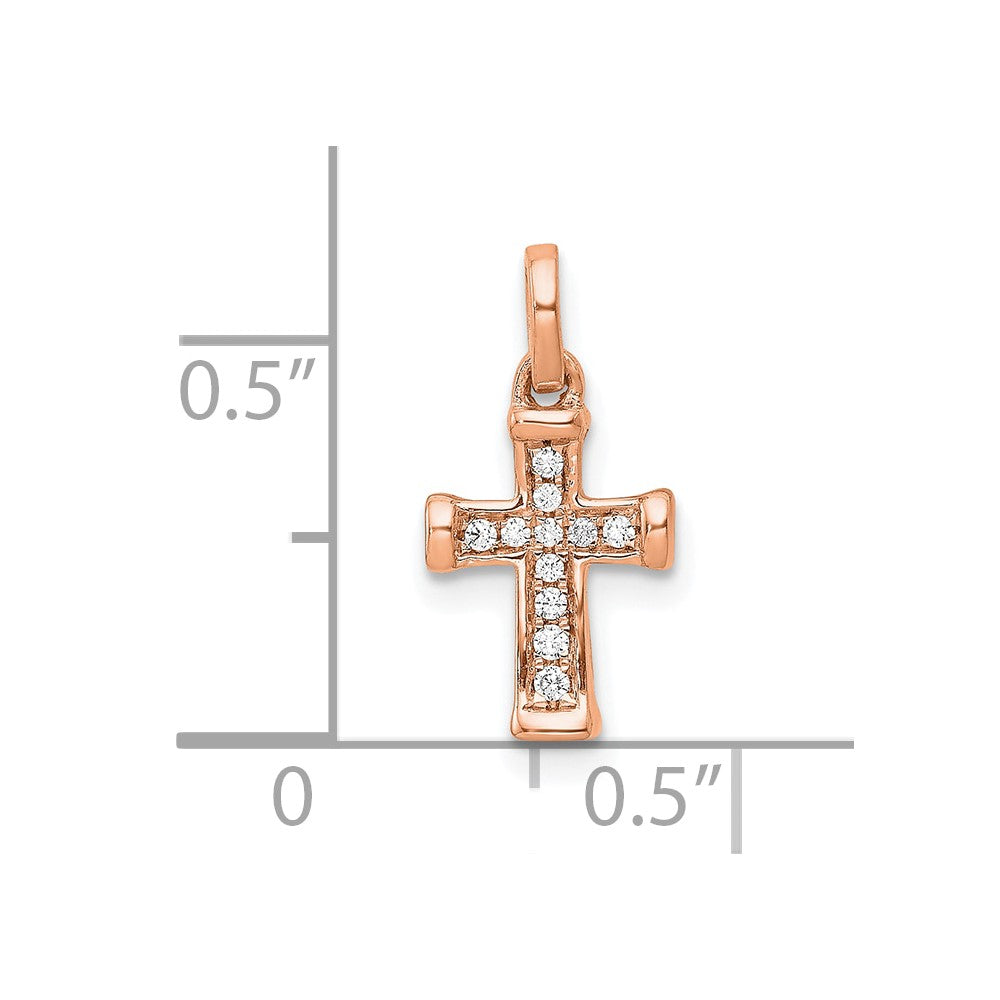 10K Rose Gold Small 1/20ct. Diamond Latin Cross Pendant