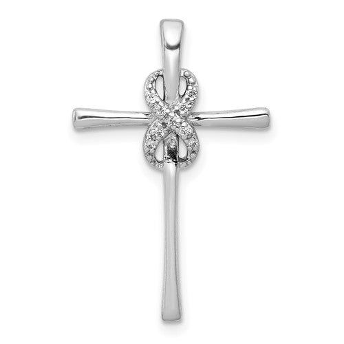 10K White Gold .03ct. Diamond Infinity Cross Chain Slide