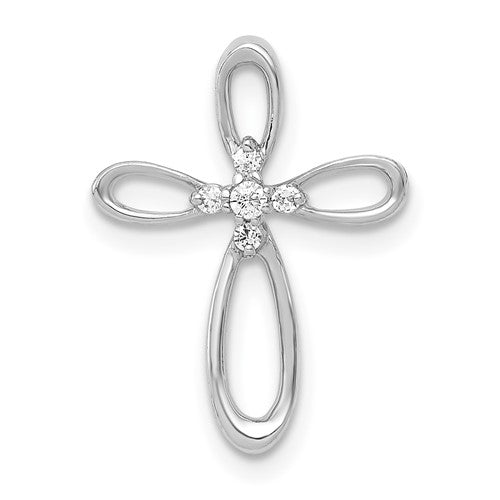 10K White Gold 1/20ct. Diamond Cross Chain Slide