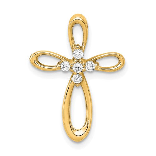 14k 1/10ct. Diamond Cross Chain Slide