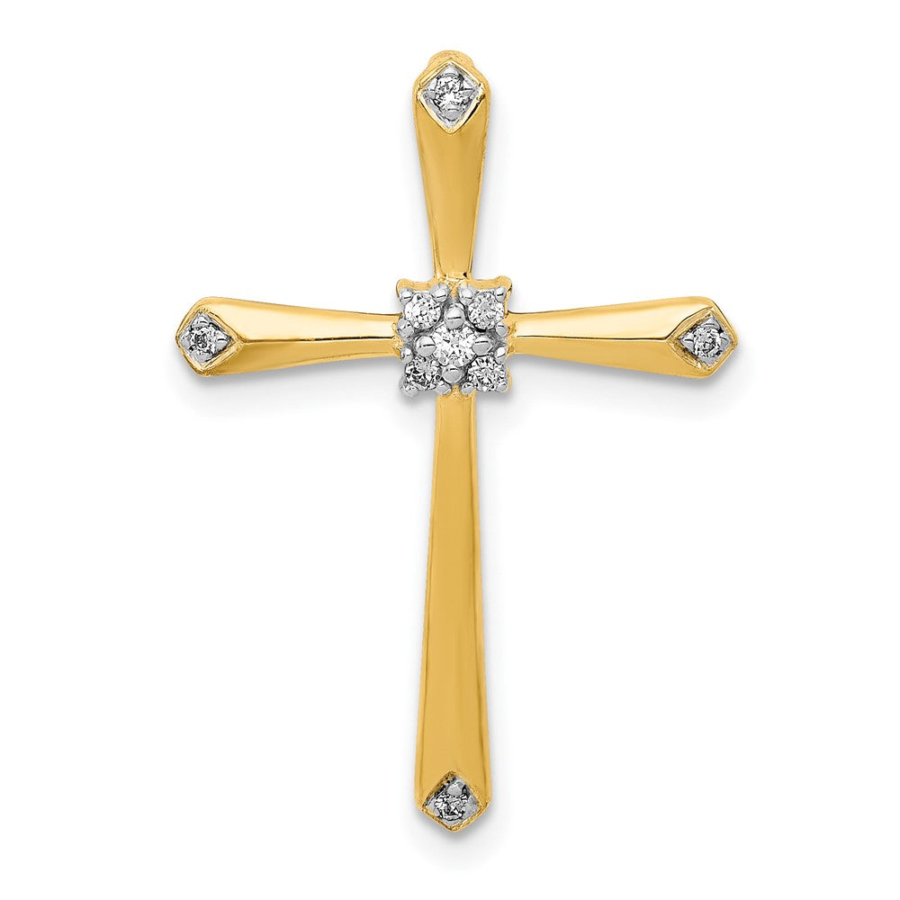 10K 1/20ct. w/Rhodium Diamond Cross Chain Slide