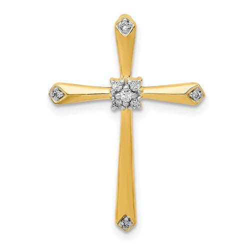 10K 1/20ct. w/Rhodium Diamond Cross Chain Slide