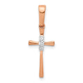 14k Rose Gold .03ct. Diamond Cross Pendant