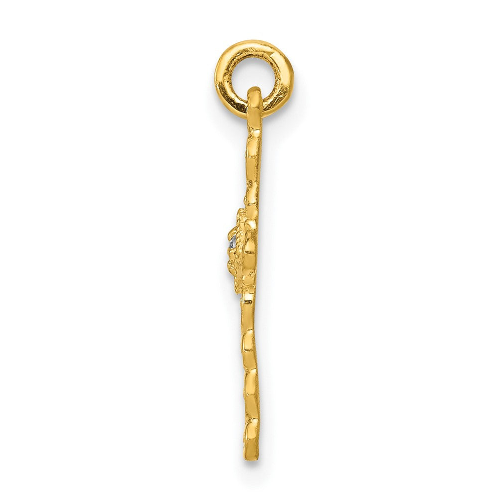 10K Small .01ct. Diamond Cross Charm