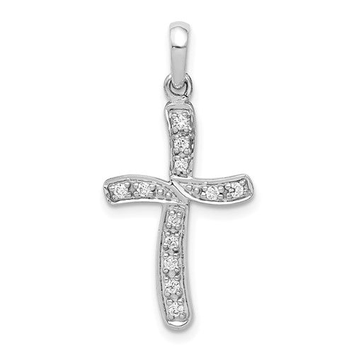 14k White Gold 1/8ct. Diamond Cross Pendant