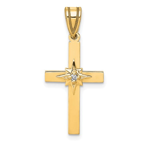 14k .01ct Diamond Cross Pendant